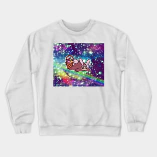 Sleepy Easter Bunny Sloth - Rainbow Space Crewneck Sweatshirt